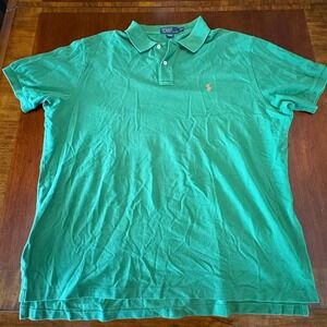 Polo Ralph Lauren Polo Shirt XXL Green Orange Pony Classic Fit Cotton